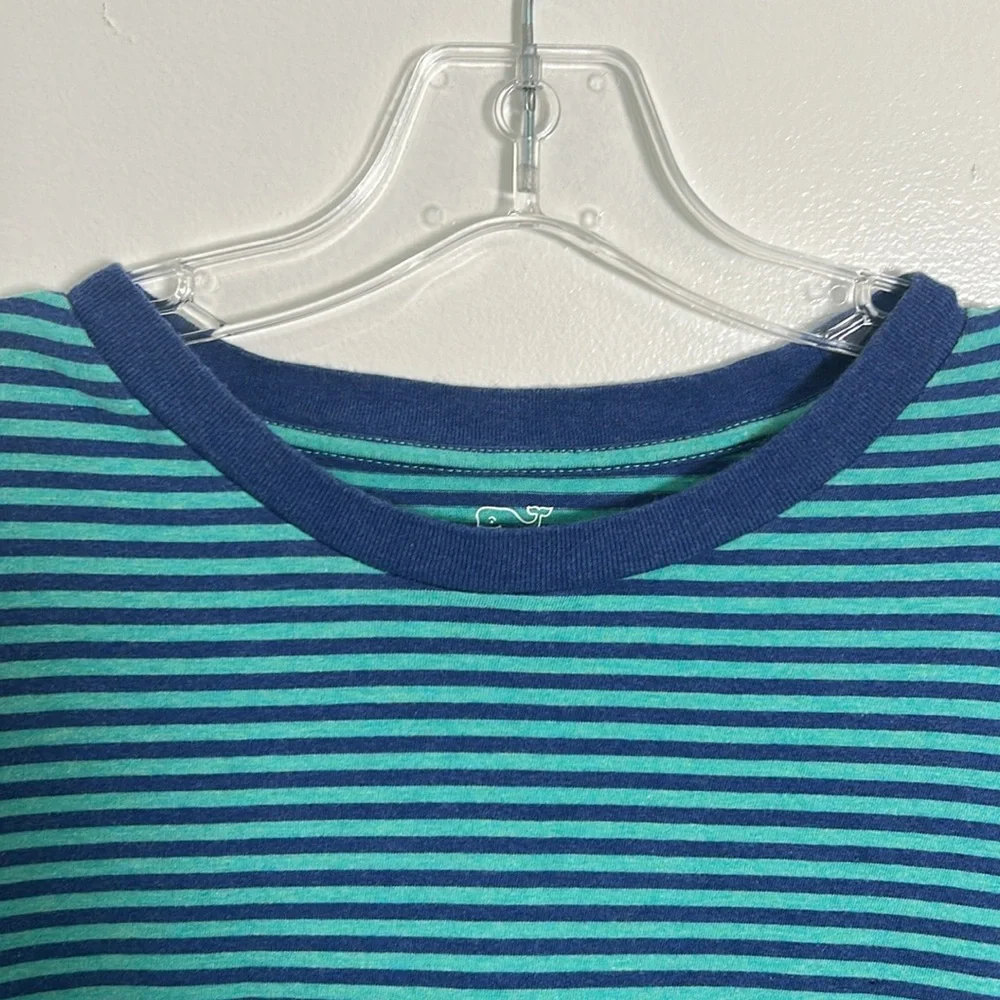 Vineyard Vines Men’s Navy and Teal Striped Pocket T-Shirt 100% Pima Cotton Sz M - Picture 5 of 10
